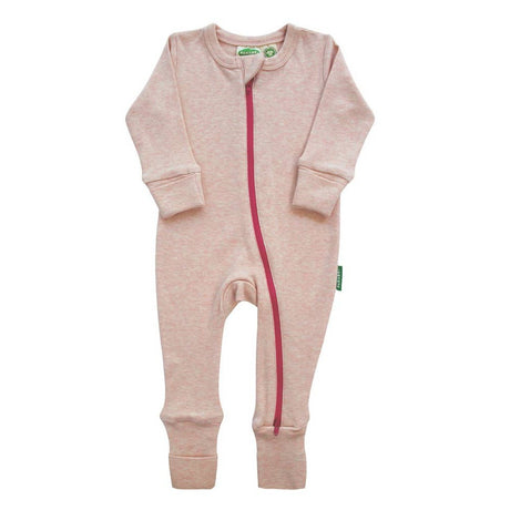 Snuggle Soft Melange '2-Way' Zipper Romper - Pink - HoneyBug 