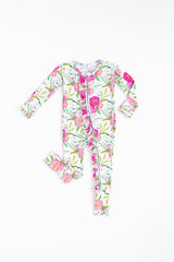 Pink Peony Convertible Footed Onesie