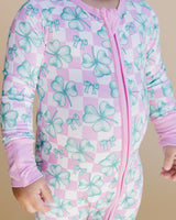 Bamboo Zip Romper | Shamrock & Bows - HoneyBug 