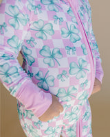 Bamboo Zip Romper | Shamrock & Bows - HoneyBug 