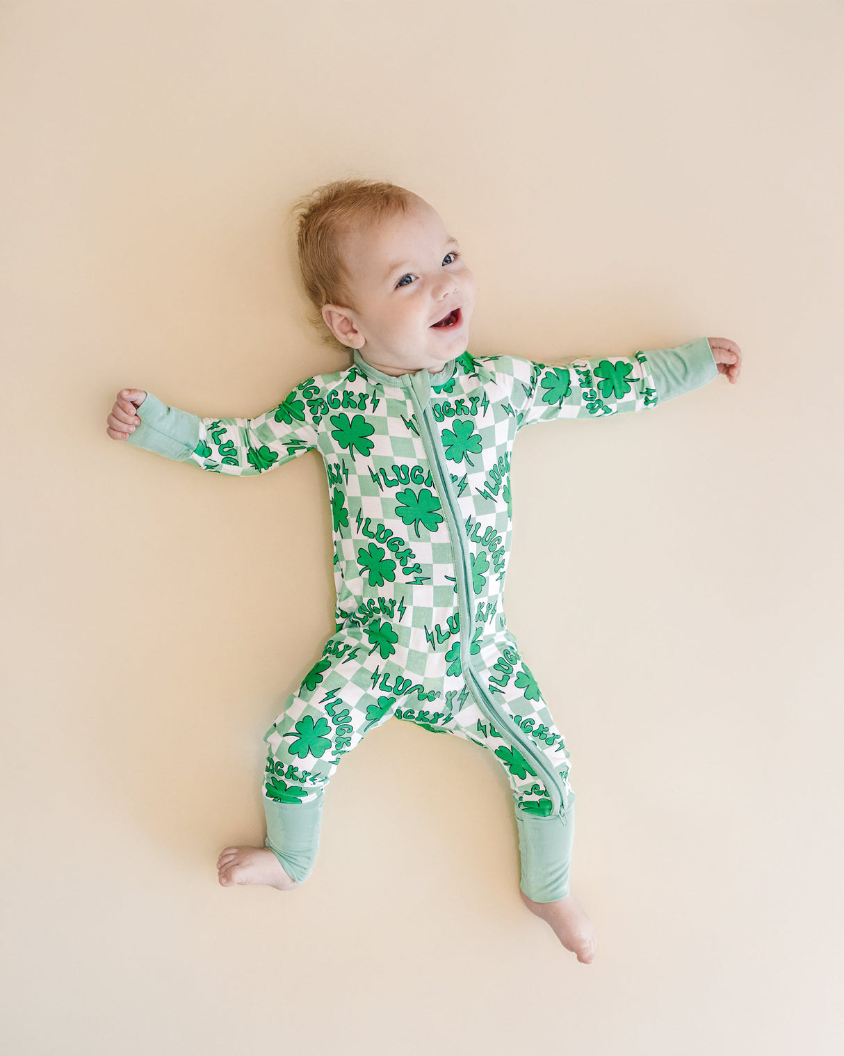 Bamboo Zip Romper | Lucky Shamrock - HoneyBug 