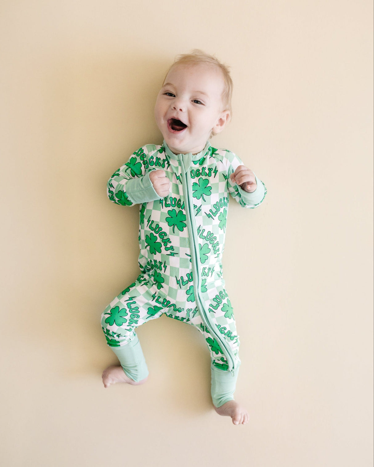 Bamboo Zip Romper | Lucky Shamrock - HoneyBug 
