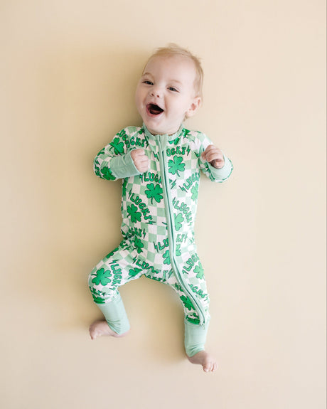 Bamboo Zip Romper | Lucky Shamrock - HoneyBug 