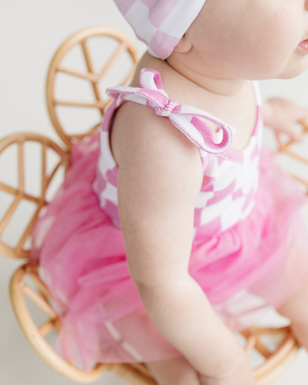 Tutu Romper | Checkered Bubble Gum - HoneyBug 