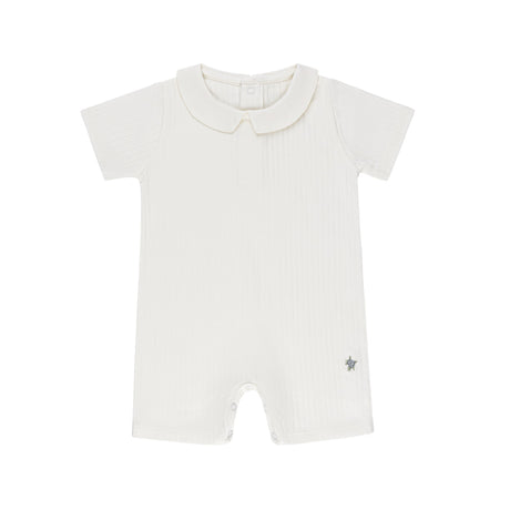 Wide Rib Cotton - Rosebud Collection- Boy Romper - HoneyBug 