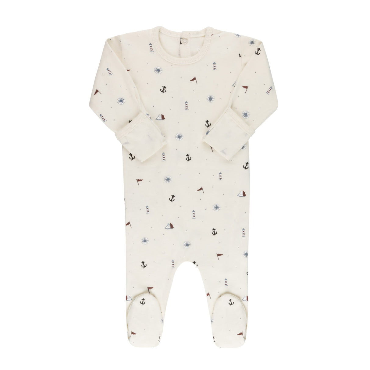 Cotton - Printed Nautical Collection - Footies - HoneyBug 