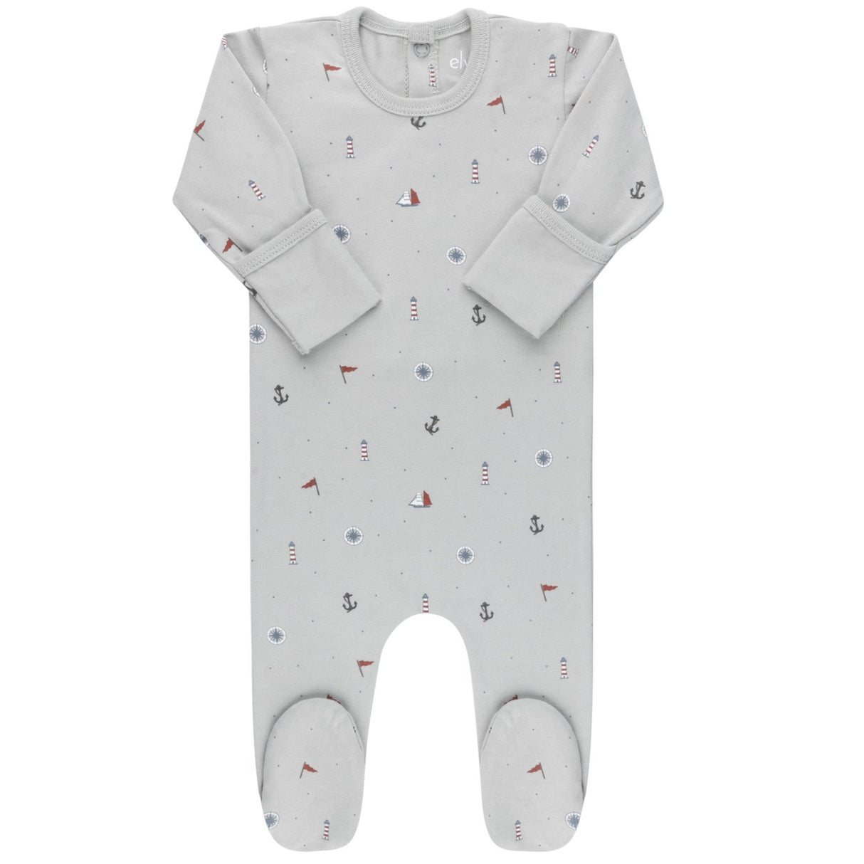 Cotton - Printed Nautical Collection - Footies - HoneyBug 