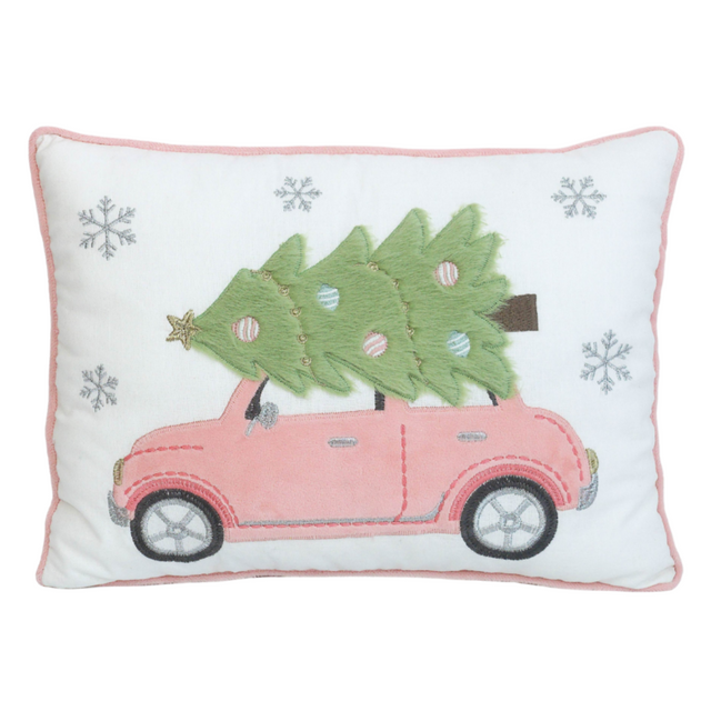 Pink Holiday Lumbar Pillow - HoneyBug 