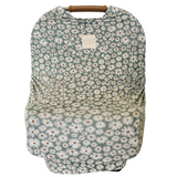 Dark Green Daisy Bamboo Multi-Use Cover - HoneyBug 