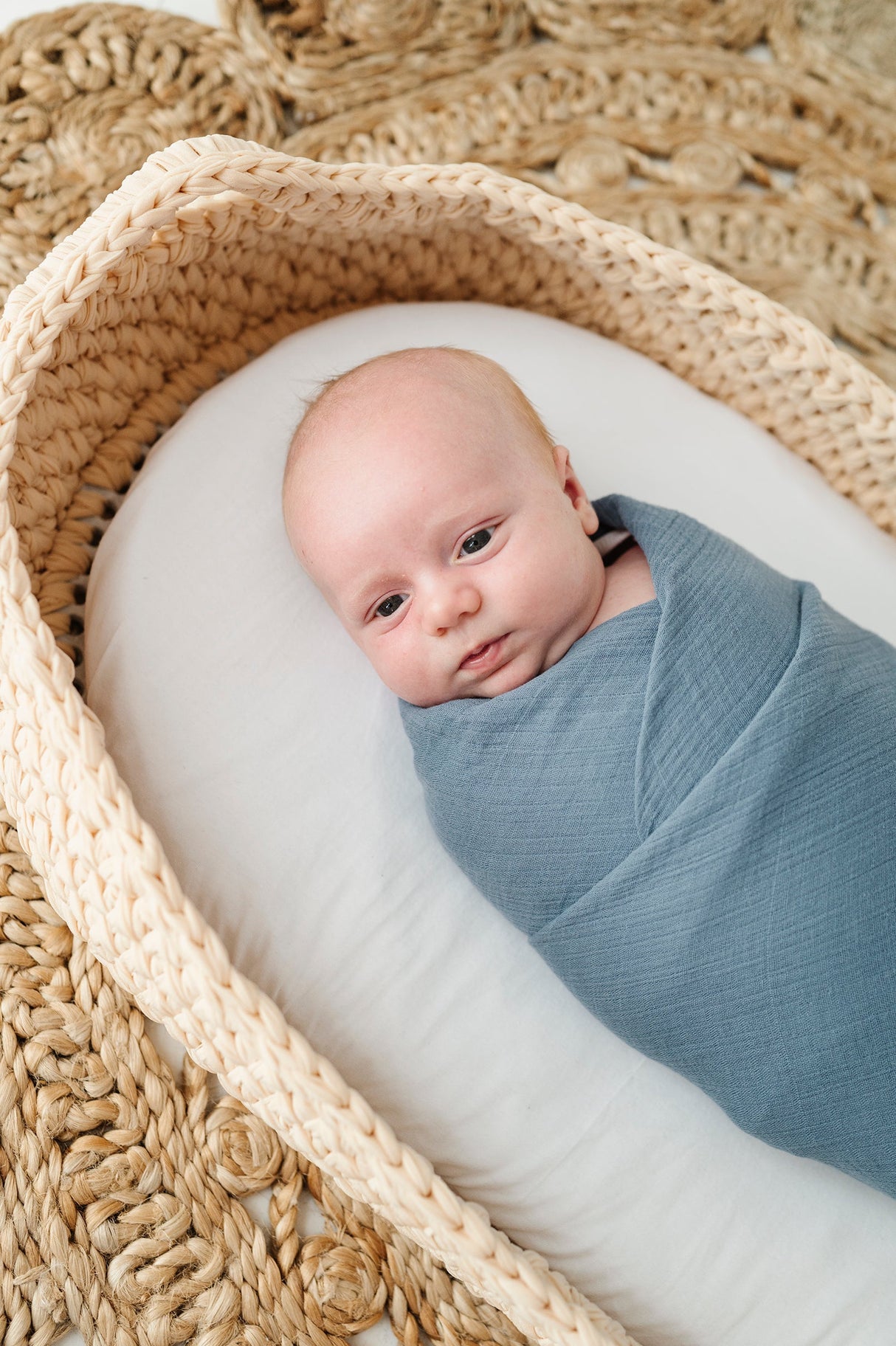 2 Pack Cotton Muslin Swaddle Blanket - Garden Flower - Blue - HoneyBug 