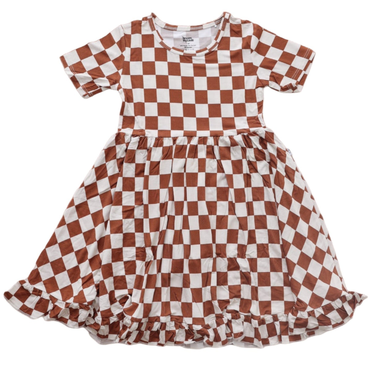 COPPER CHECKERS DREAM RUFFLE DRESS