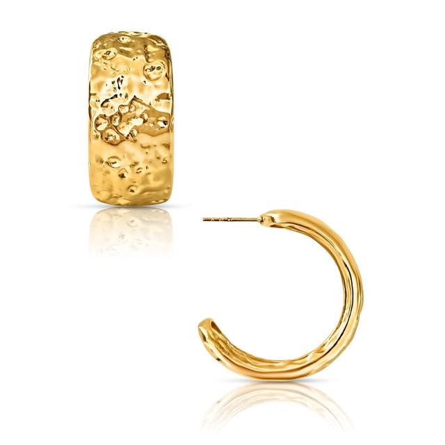 Robbie Hammered Hoop Earring - HoneyBug 