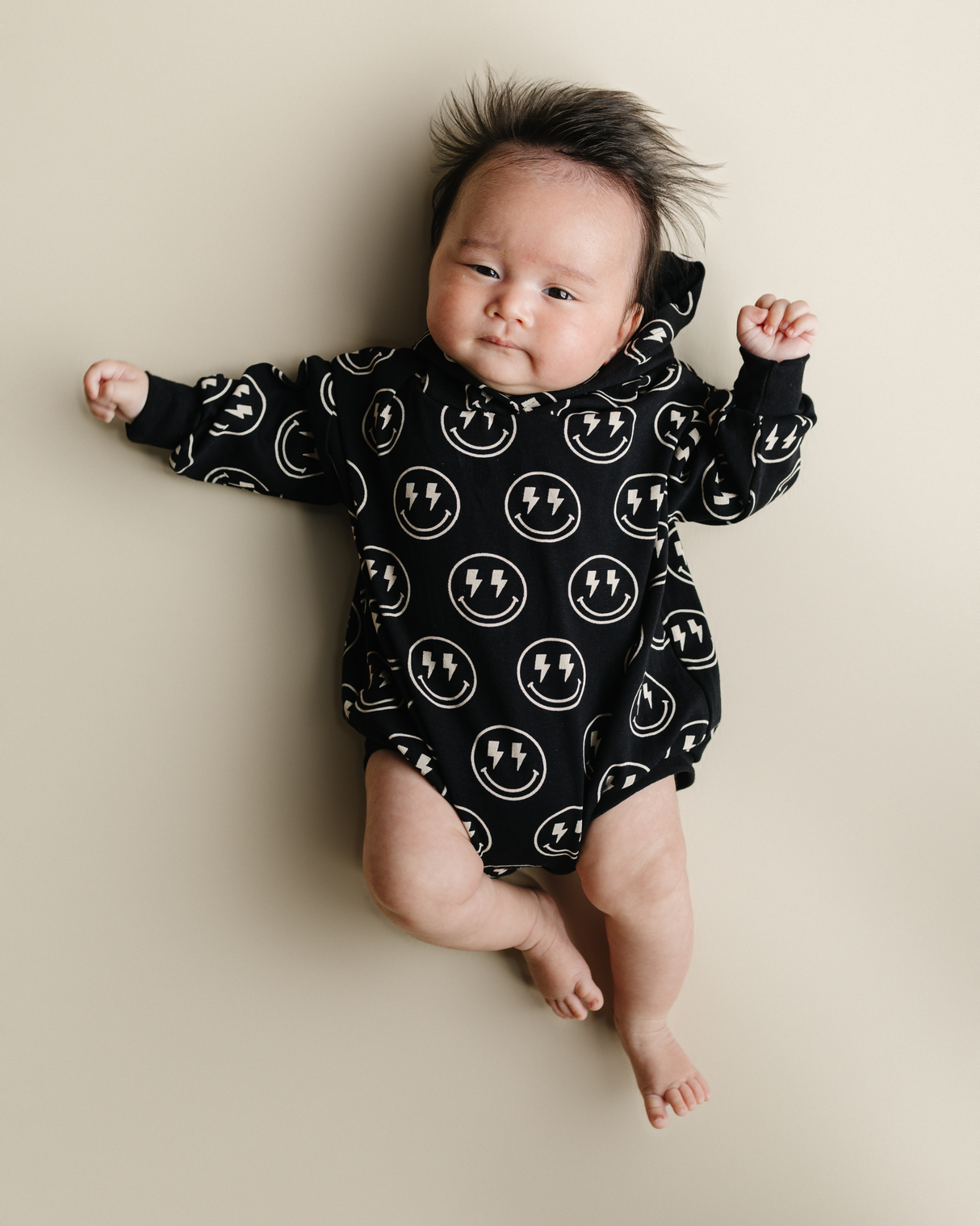 Hooded Bubble Romper  | Electric Smiley - HoneyBug 