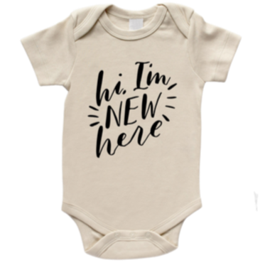 Hi I'm New Here Organic Baby Bodysuit - HoneyBug 