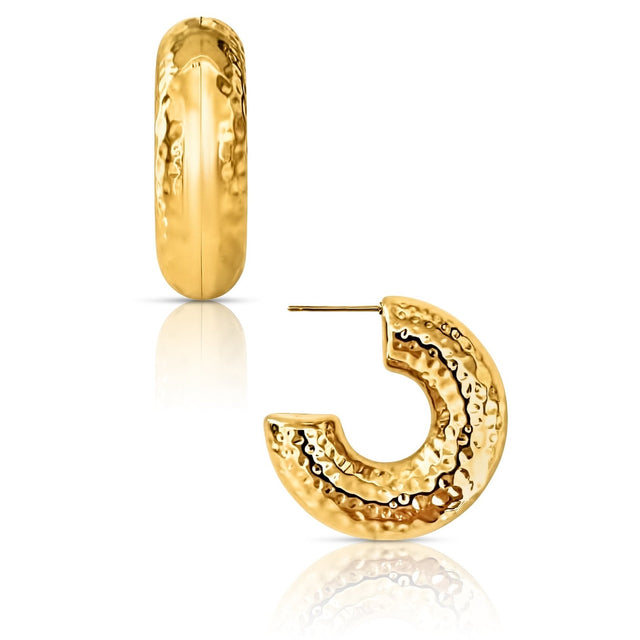 Kirby Hammered Tube Hoop Earing - HoneyBug 