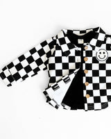 Cotton Shacket | Smiley Checkered Black - HoneyBug 