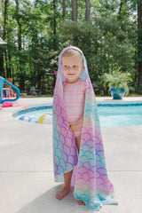 Mermaid Scales Beach Towel with Hood - HoneyBug 