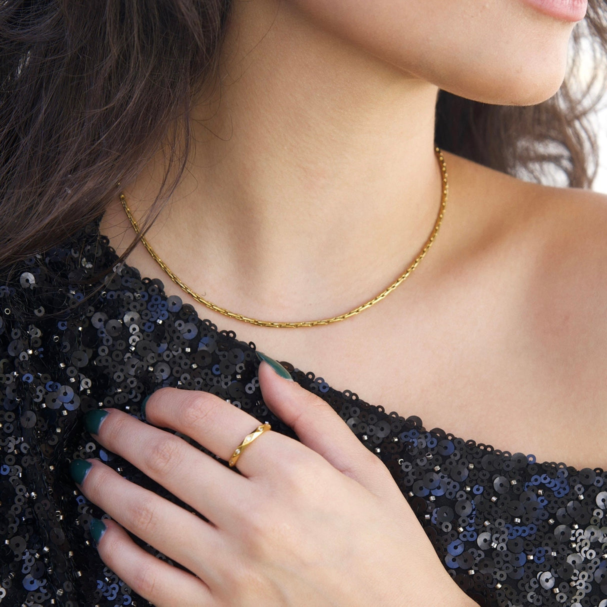 Anya Rectangular Box Chain Necklace - HoneyBug 