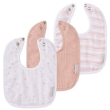 3 Pack Muslin Terry Bibs - Pink Stars