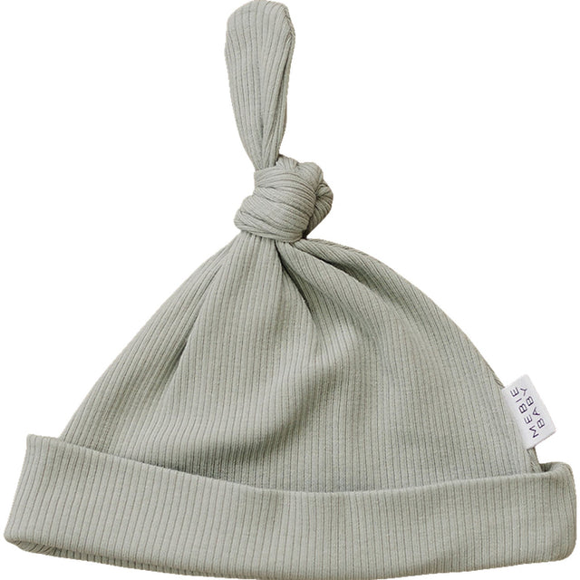 Sage Organic Ribbed Newborn Knot Hat - HoneyBug 