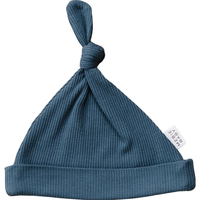 Navy Organic Ribbed Newborn Knot Hat - HoneyBug 