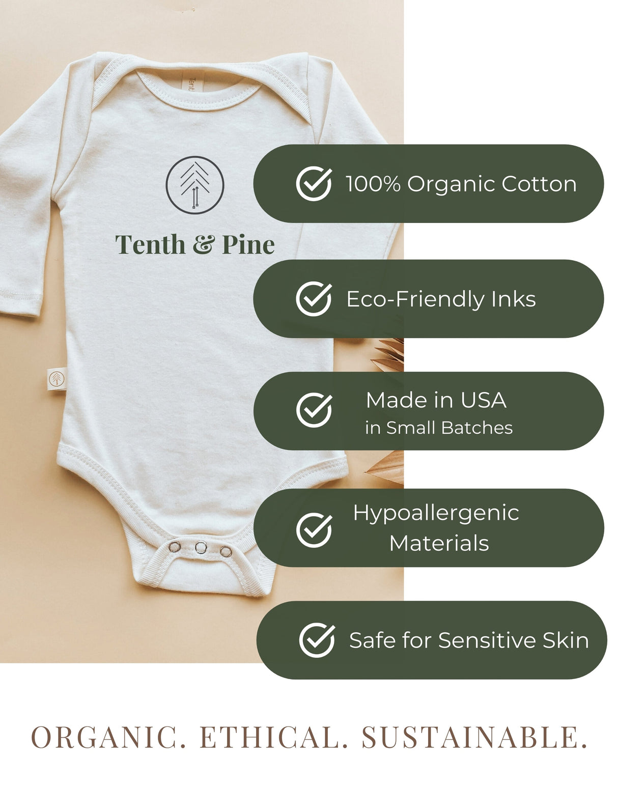Touchdown Organic Baby Bodysuit Long Sleeve