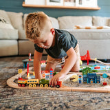 Tiny Land® Wooden Train Set 110 Pcs - HoneyBug 
