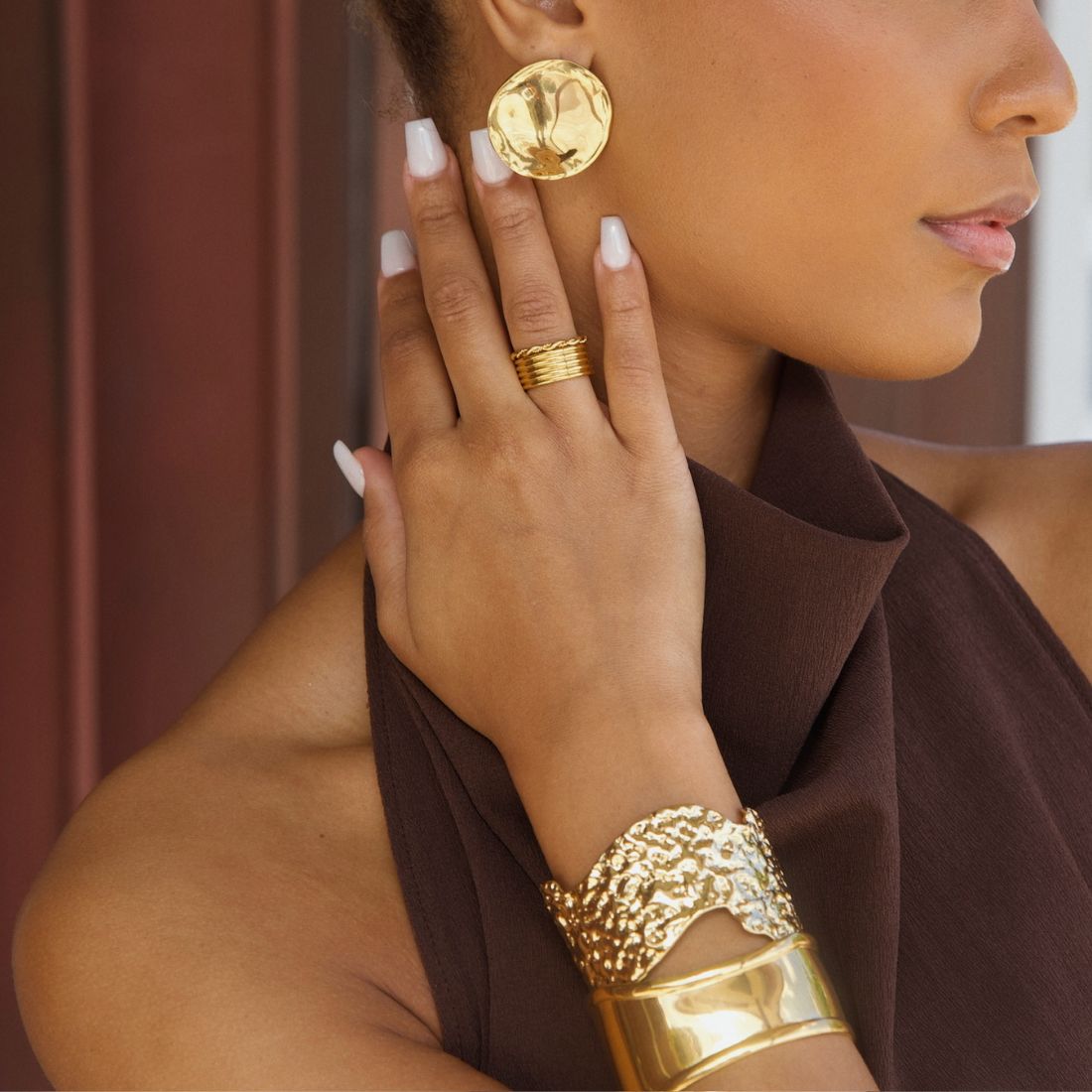 Tabitha Hammered Cuff Bracelet - HoneyBug 