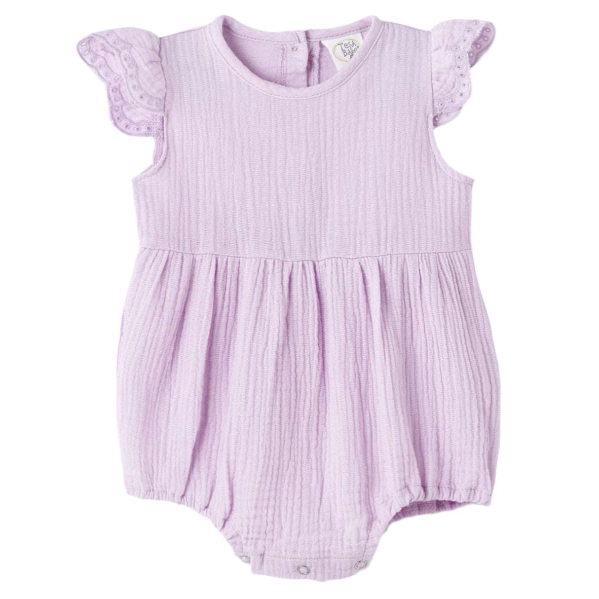 Baby Girl Gauze Bodysuit w/Eyelet Flutter Sleeves - HoneyBug 