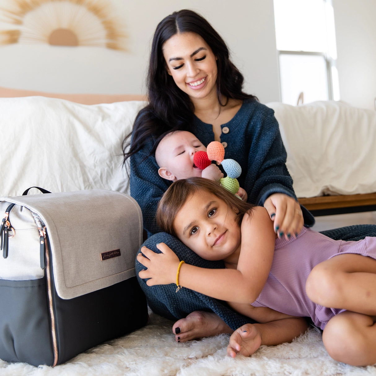 Boxy Backpack - Sand/Black - HoneyBug 