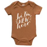 Hi I'm New Here Organic Baby Bodysuit - HoneyBug 