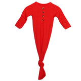 Knotted Baby Gown - Ribbed Red