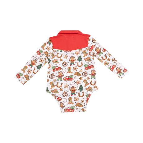 Long Sleeve Cowboy Bodysuit - Cowboy Christmas - HoneyBug 