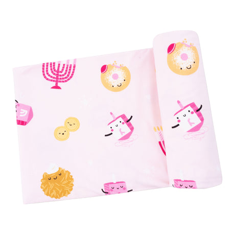 Swaddle Blanket - Hanukkah - Pink - HoneyBug 