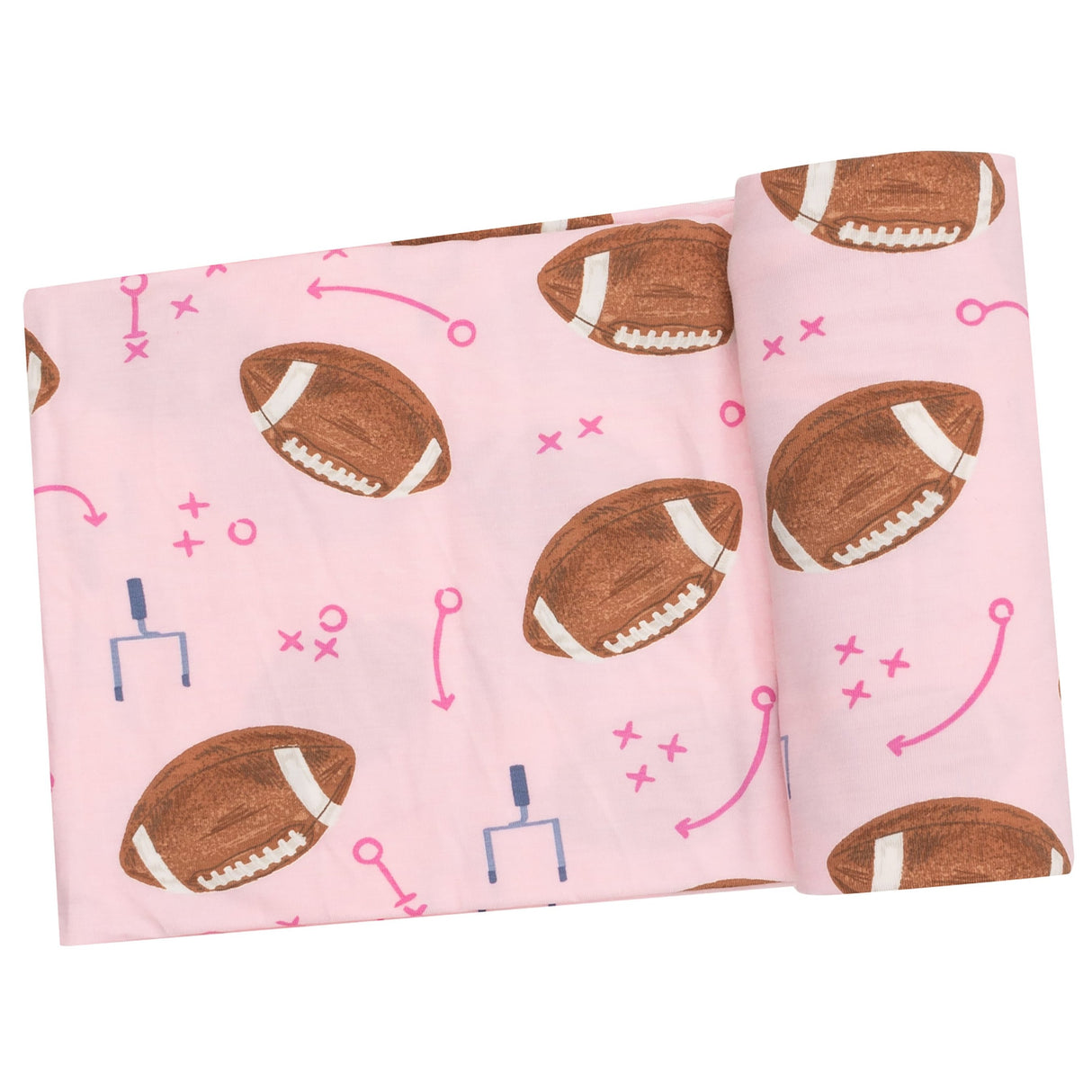 Swaddle Blanket - Footballs Pink