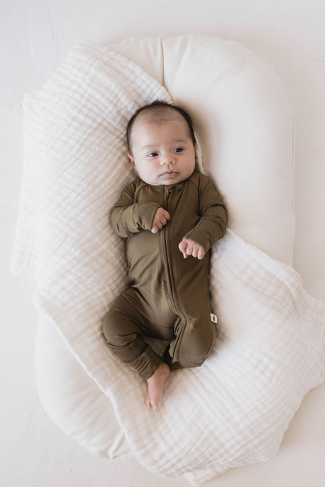 Bamboo Zip Pajamas | Olive Green