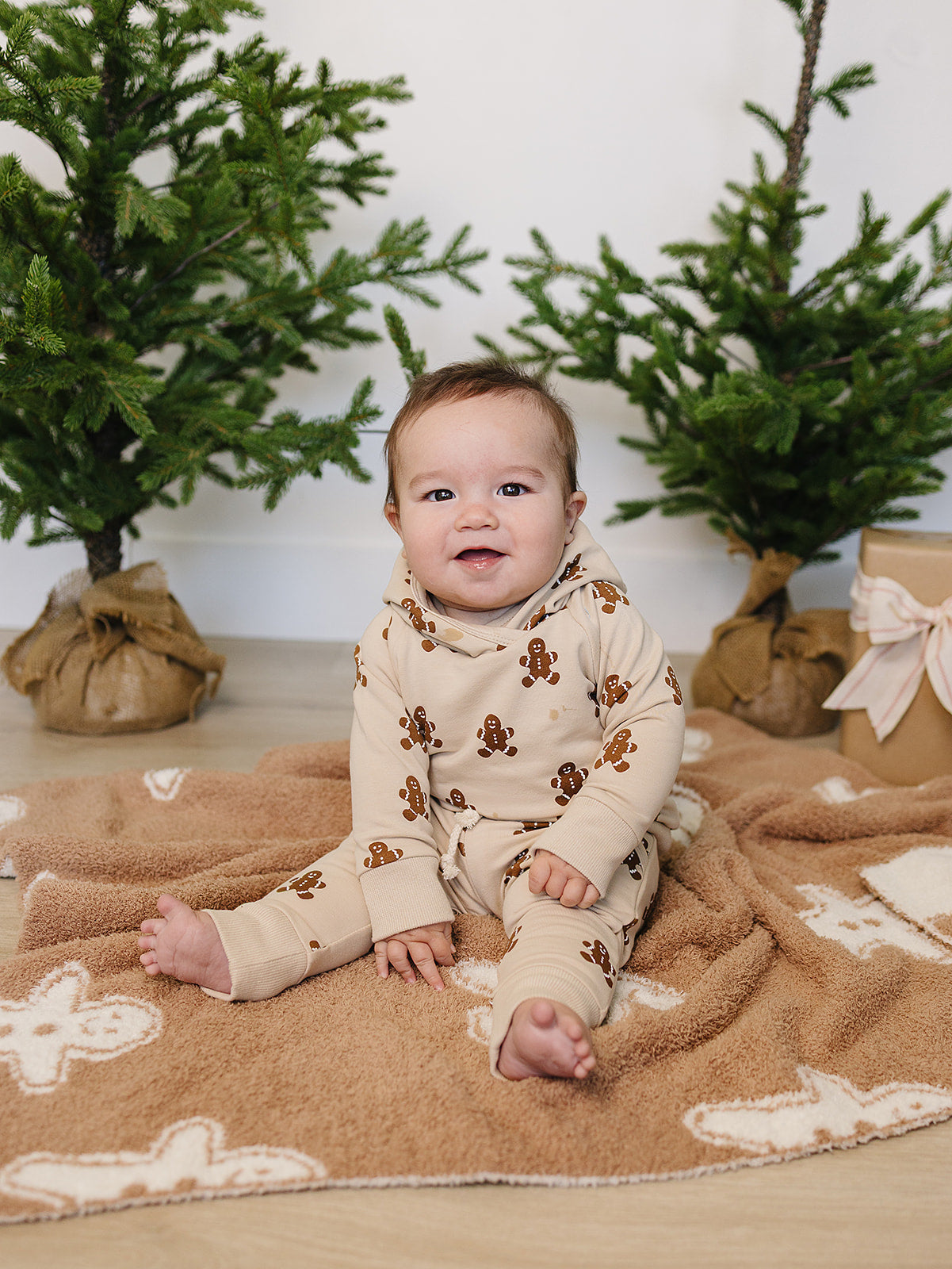Gingerbread Hooded French Terry Set - HoneyBug 