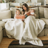 Cotton Muslin Quilted Throw - Tan Gingham - HoneyBug 