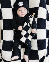 Checkered Plush Blanket | Black - HoneyBug 