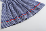 4th of July Royal Blue Gingham American Flag Smocked Bishop Dress