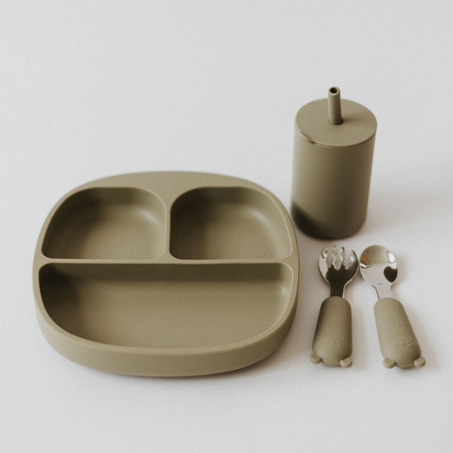 Silicone  and stainless steel spoon and fork set