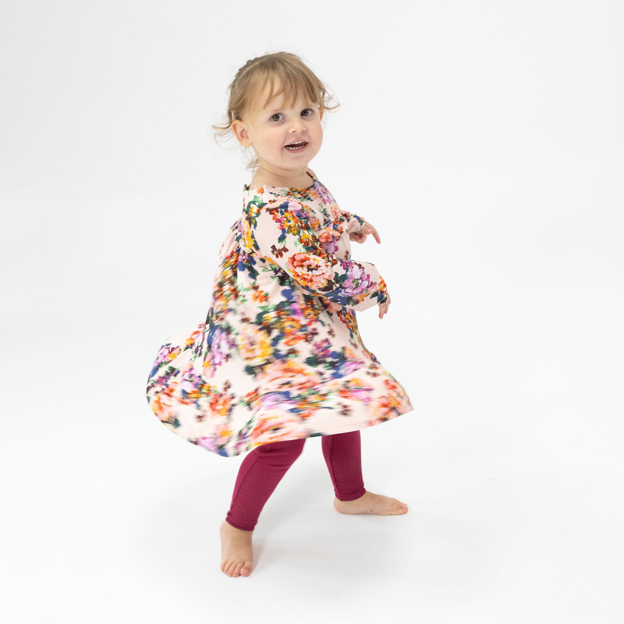 Smocked Ruffle Tiered Dress And Legging - Autumn Rose