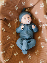Navy Organic Ribbed Newborn Knot Hat - HoneyBug 