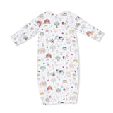 Cute Farm Animals Pink - Kimono Gown & Ruffle Knotted Hat