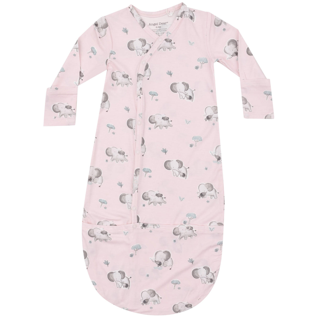 Bundle Gown - Gray Elephants - Pink