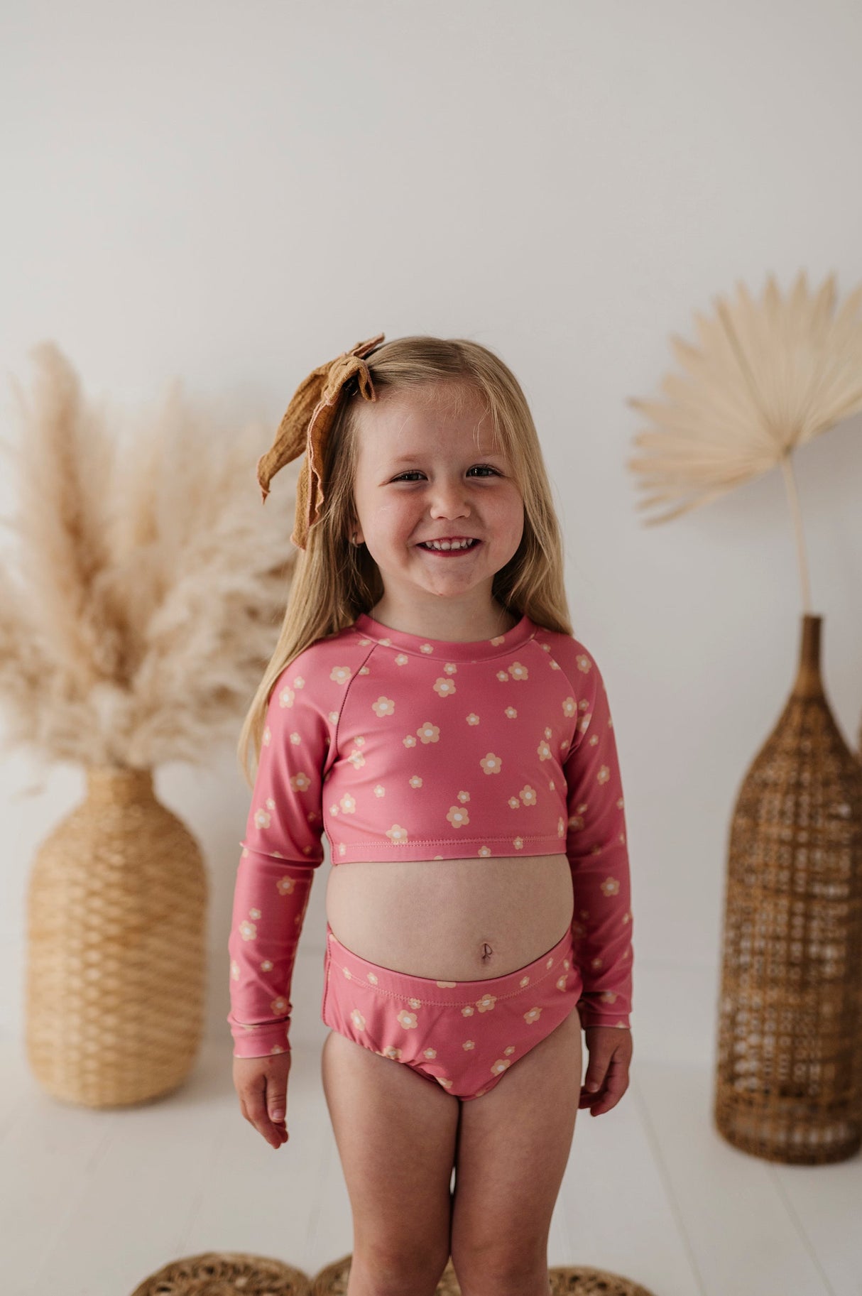 Girl's Two-Piece Crop Swim Set - HoneyBug 