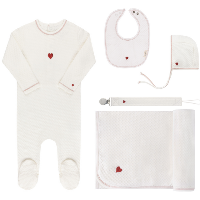 Cotton - Embroidered Heart and Star Collection -Deluxe Take Me Home Sets - HoneyBug 