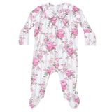 Cabbage Rose Stripe - Smocked Peter Pan Snap Footie