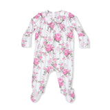 Cabbage Rose Stripe - Smocked Peter Pan Snap Footie
