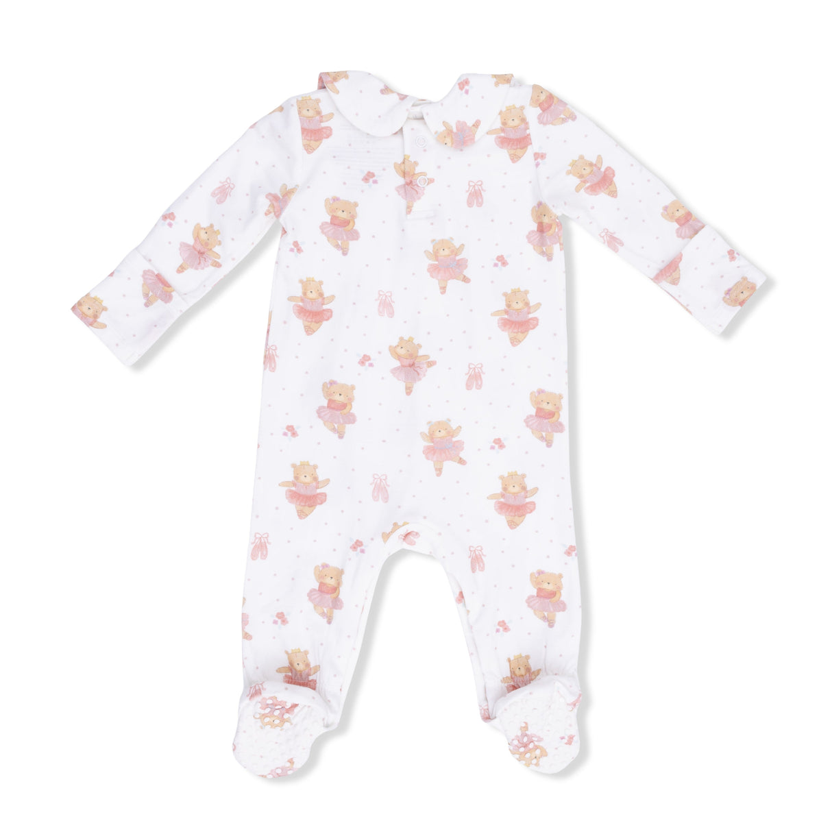 Teddy Bear Ballerina - Smocked Peter Pan Snap Footie